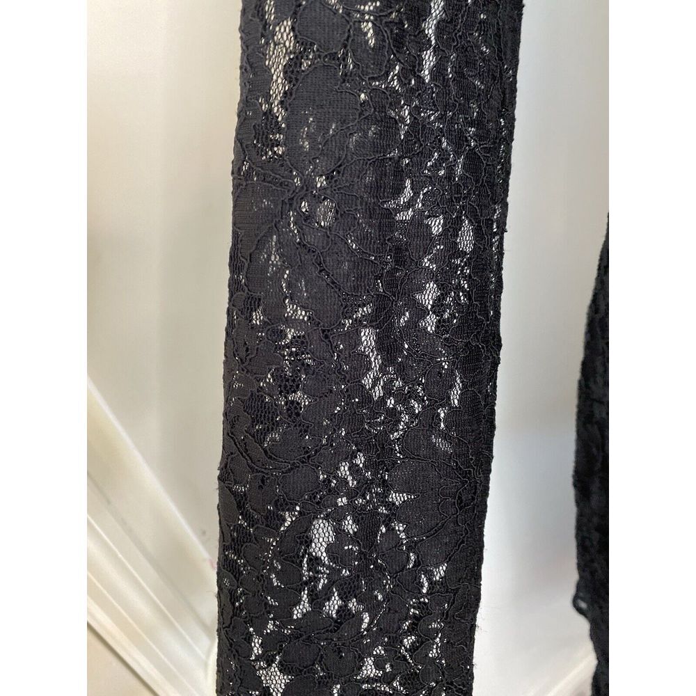 Express Scalloped Black Lace V Neck Mini Sheath Dress Large Party Cut Outs Vtg - Picture 15 of 16